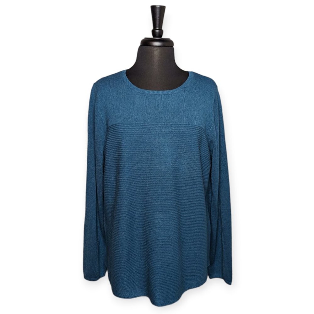 NWT Croft & Barrow Legion Blu Long Sleeve Crew NeckTop Size XL